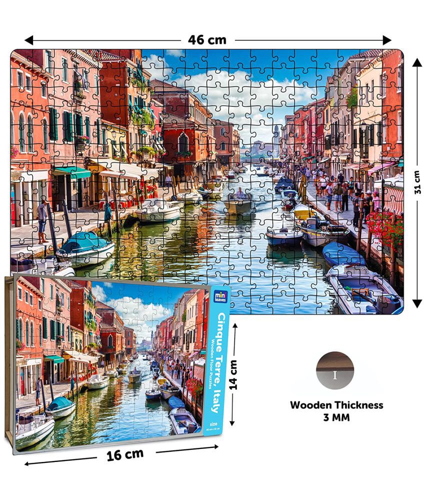     			Mini Leaves Cinque Terre 252 Pieces Wooden Jigsaw Puzzles for Adults | Jigsaw Puzzle for Kids & Adult 252 Pieces