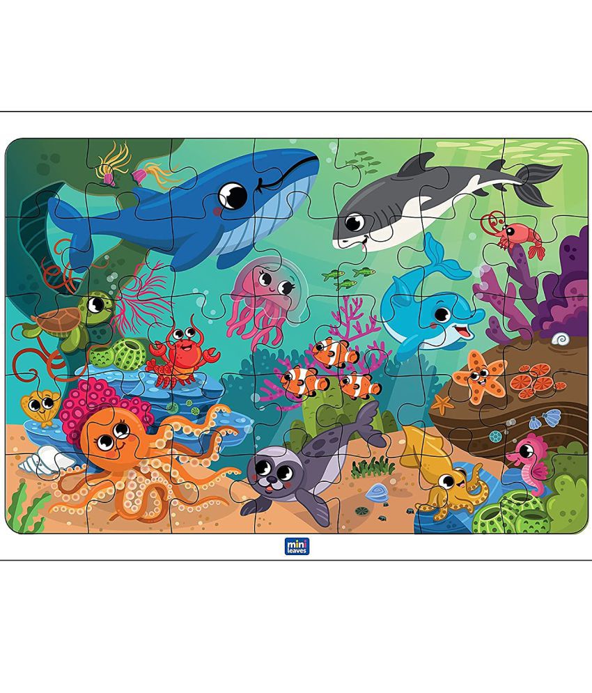     			Mini Leaves Ocean Animal Puzzle | Jigsaw Puzzle Game with Premium Wooden Tray | Kids Learning Toy | Educational Puzzle Set for Kids - 35 Pieces