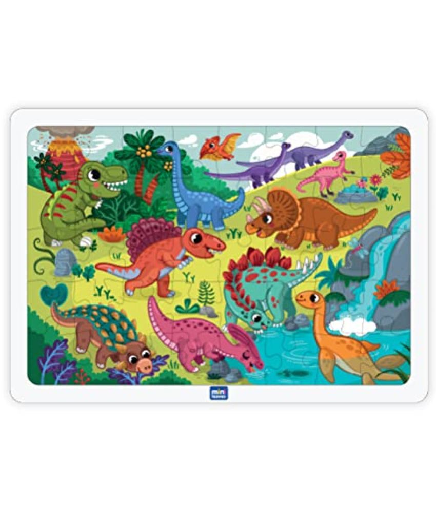     			Mini Leaves World of Dinosaurs Wooden Puzzle | Premium Jigsaw Puzzle for 3+ Age Kids | 40 Pieces with Knowledge Cards