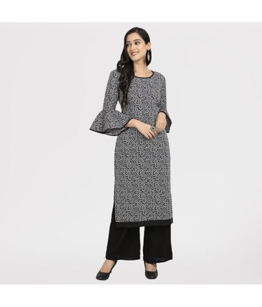     			NOWT - Black Crepe Women's Straight Kurti ( Pack of 1 )