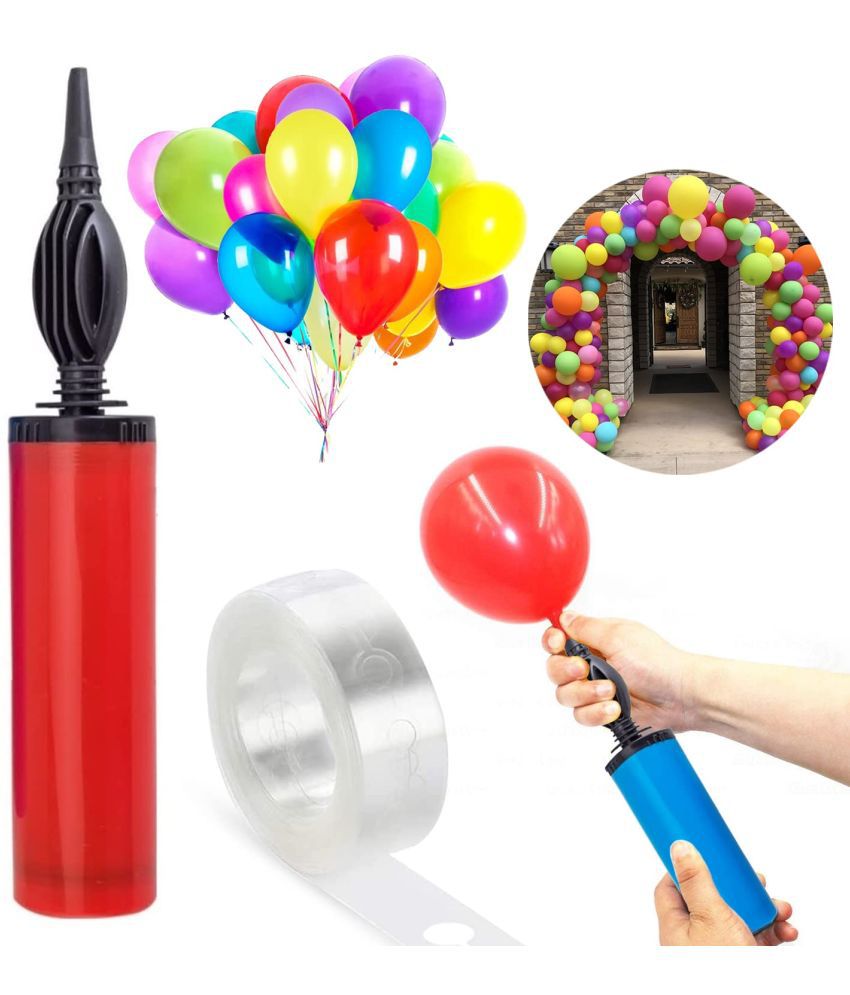     			Zyozi  Balloon Pump Hand Held, 12" Portable Air Pump,Inflator Air Pump with 1 pcs(16ft) Balloon Arc for Balloons,Mini Hand Pump for Inflatables(Random Color)