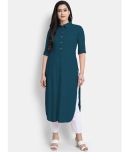 CARTSHOPY - Blue Rayon Women's Straight Kurti ( Pack of 1 )