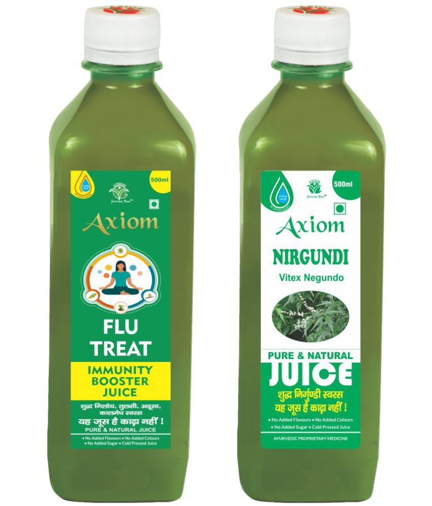     			Axiom Flu Treat juice 500ml + Nirgundi Juice 500ml, Ayurvedic Juice Combo Pack