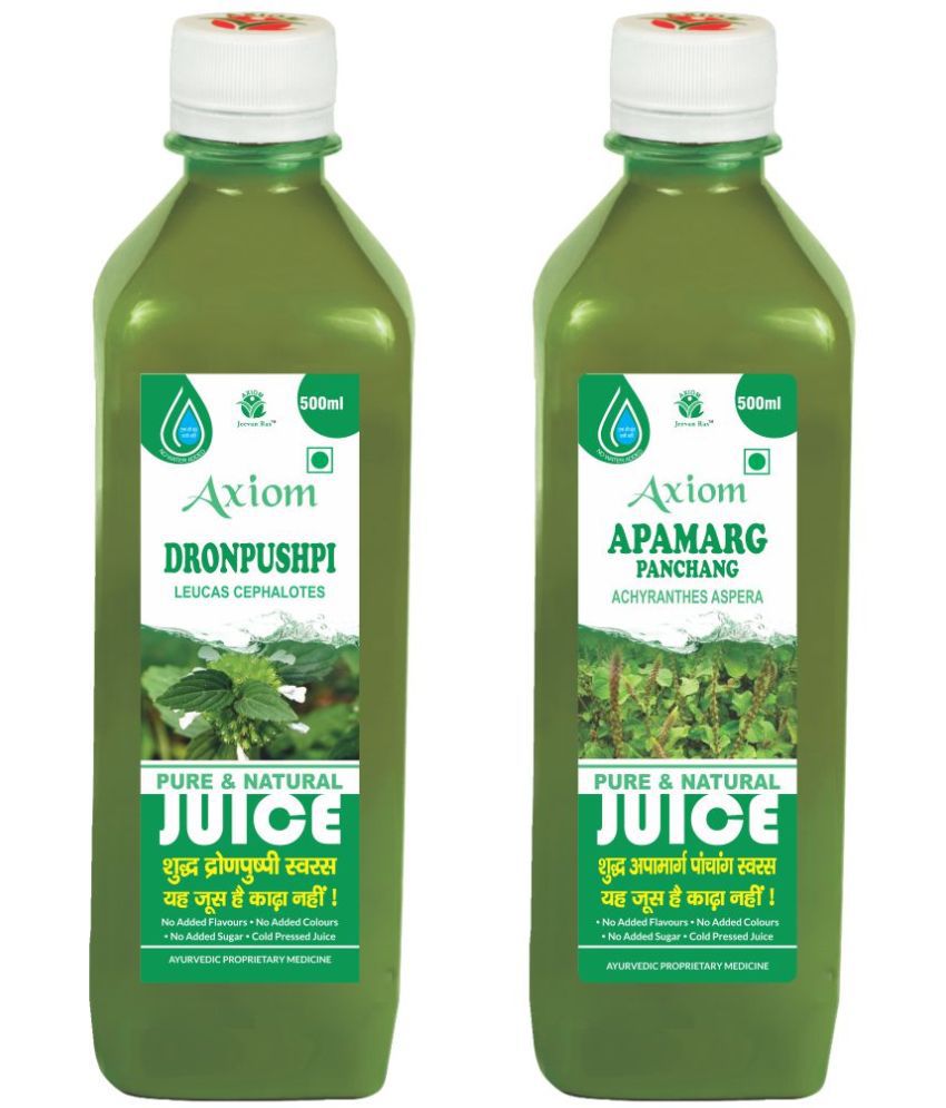     			Axiom Dronpushpi juice 500ml + Apamarg juice 500ml, Ayurvedic Juice Combo Pack