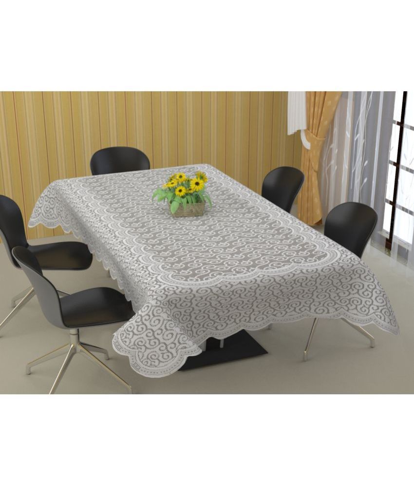     			Bigger Fish - White Cotton Table Cover ( Pack of 1 )