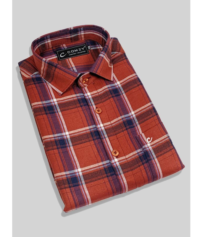     			Comey 100% Cotton Slim Fit Checks Full Sleeves Men's Casual Shirt - Red ( Pack of 1 )