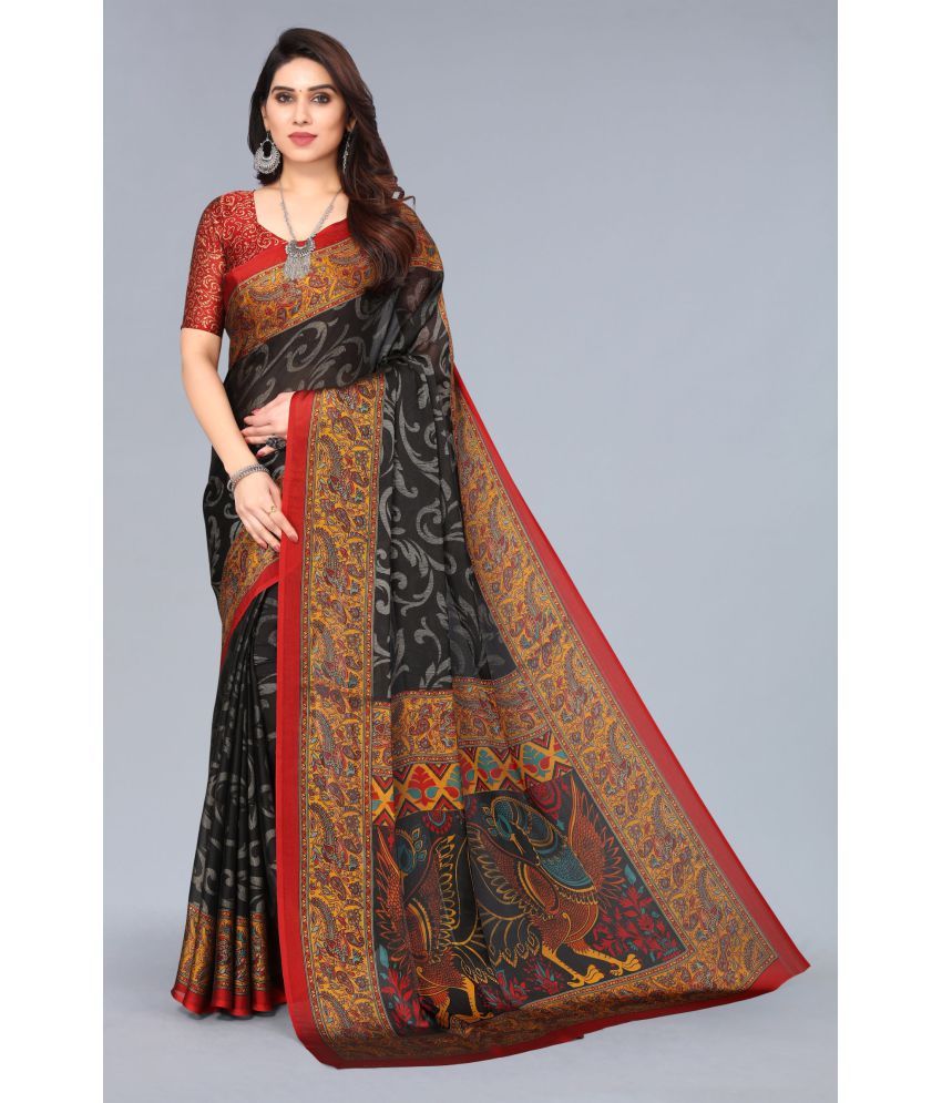     			FABMORA - Black Chiffon Saree With Blouse Piece ( Pack of 1 )