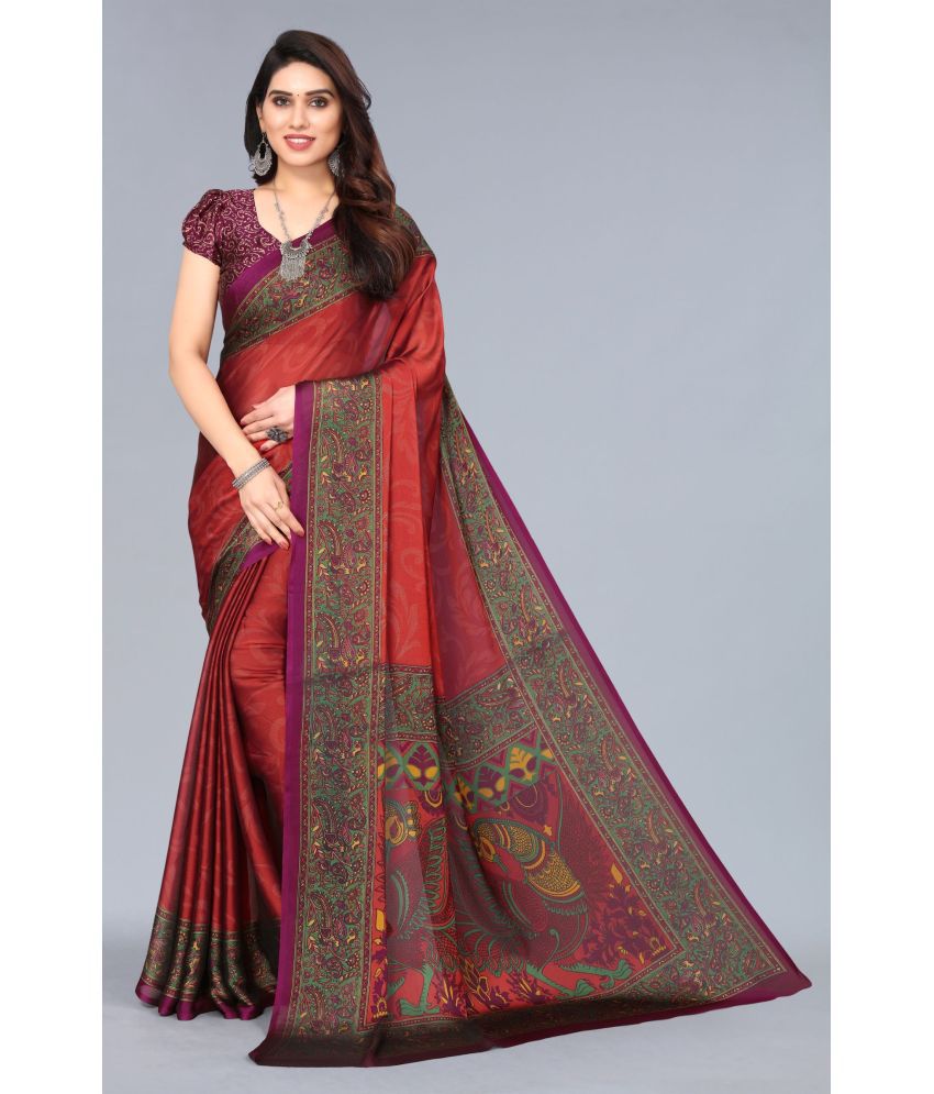    			FABMORA - Maroon Chiffon Saree With Blouse Piece ( Pack of 1 )
