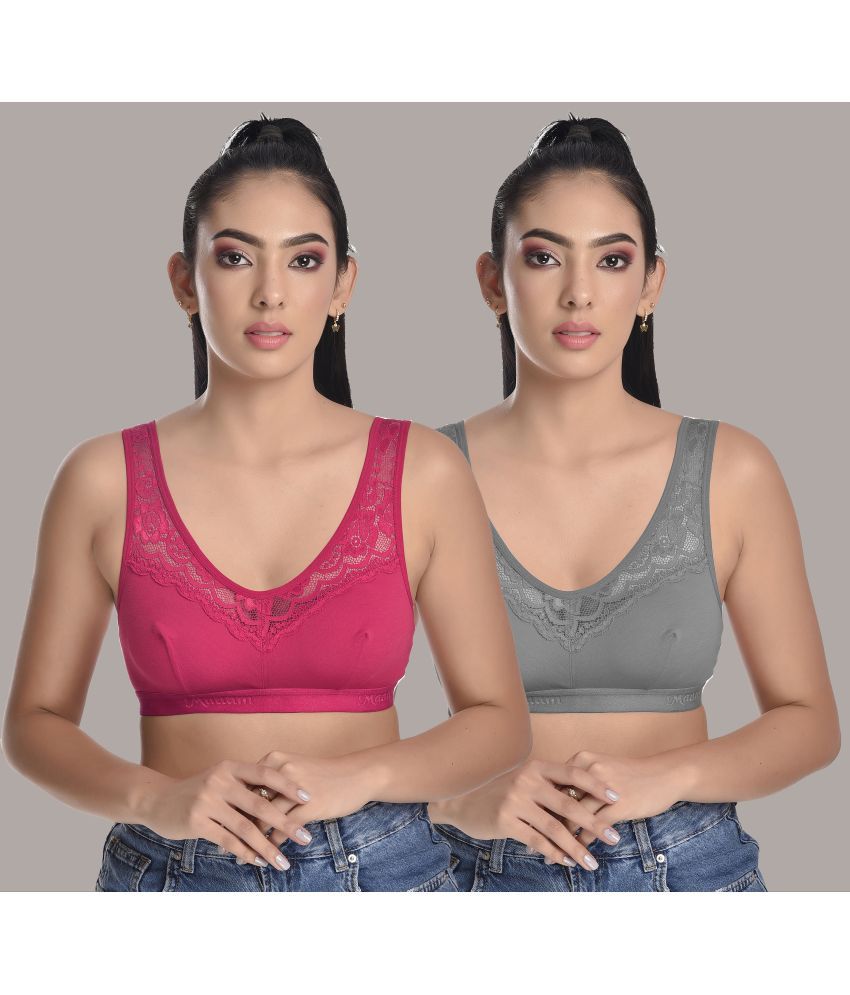     			Madam Pack of 2 Cotton Blend Non Padded Women's Everyday Bra ( Multicolor )