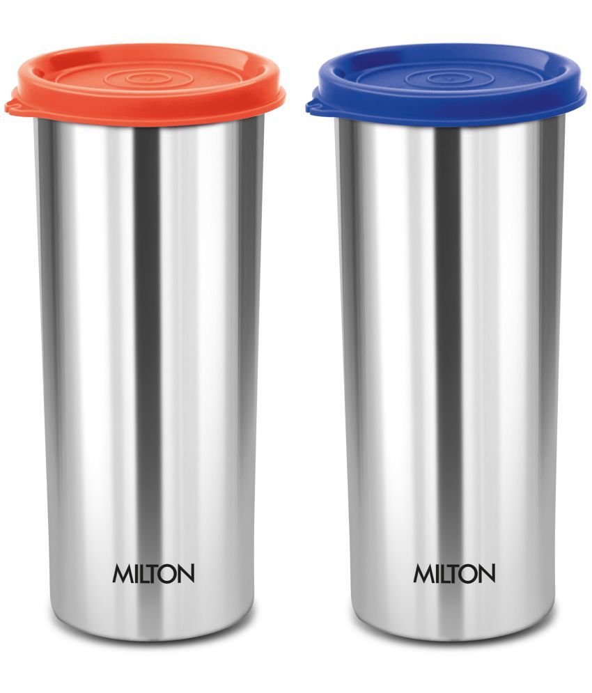     			Milton Stainless Steel Tumbler with Lid Set of 2, 530 ml Each, Assorted (Lid Color May Vary) | Office | Gym | Yoga | Home | Kitchen | Hiking | Treking | Travel Tumbler