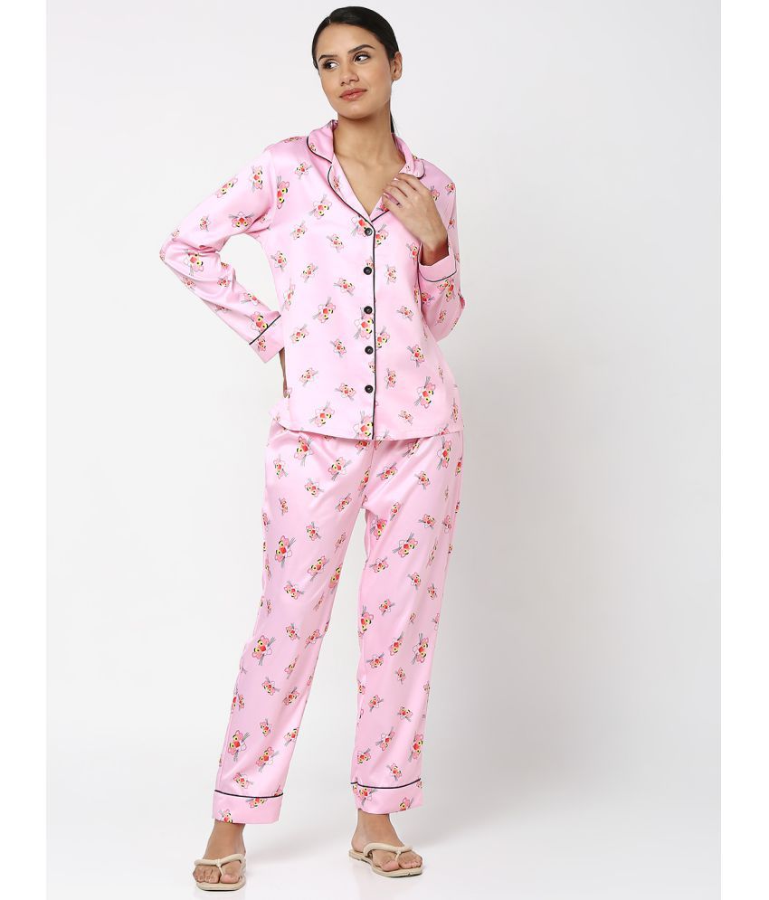     			Smarty Pants - Pink Satin Women's Nightwear Nightsuit Sets ( Pack of 1 )