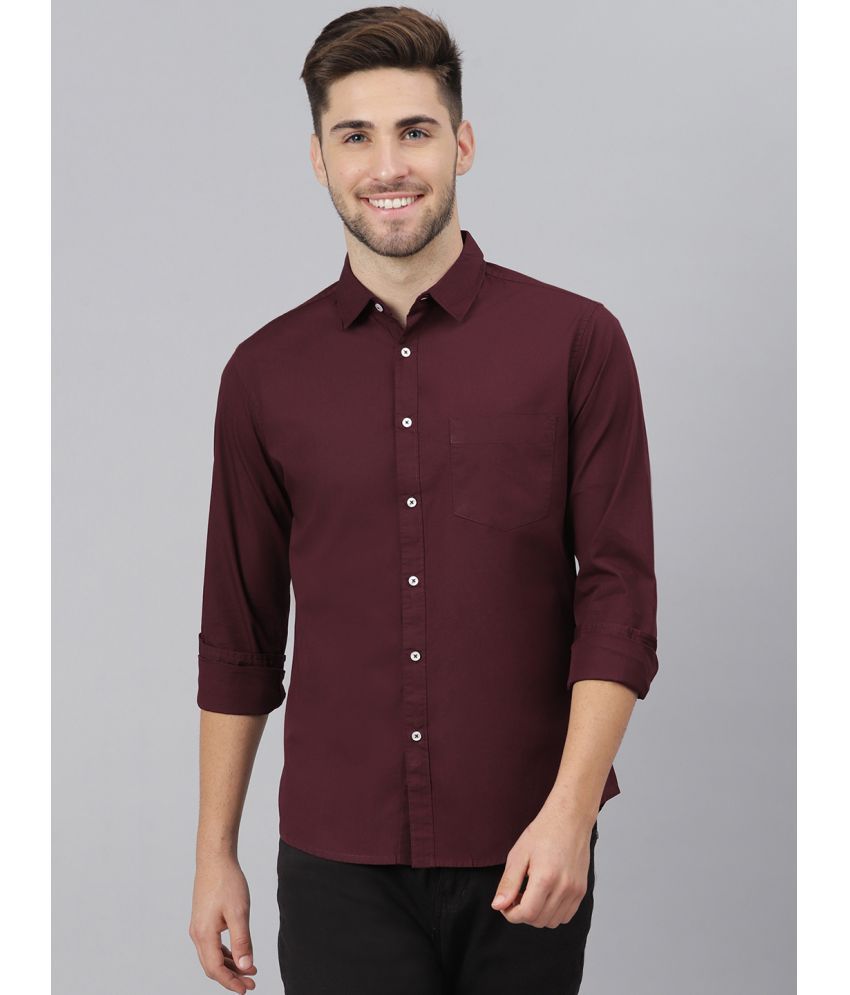     			Dennis Lingo - Burgundy 100% Cotton Slim Fit Men's Casual Shirt ( Pack of 1 )