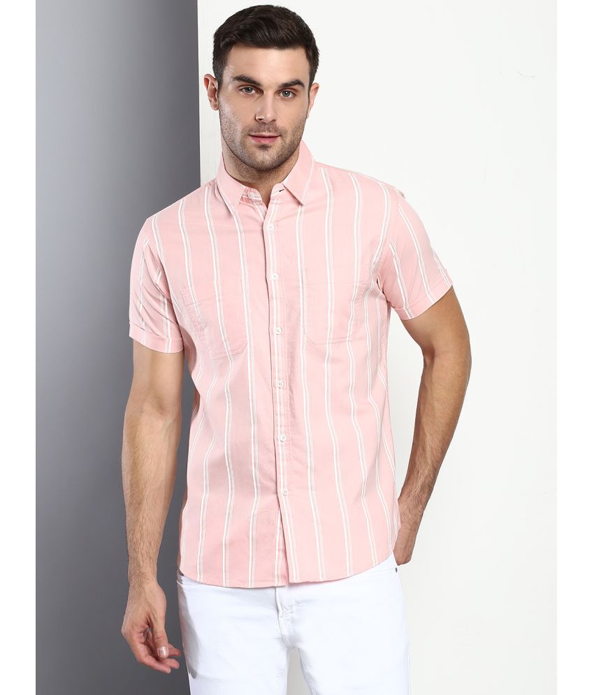 Dennis Lingo - Peach 100% Cotton Slim Fit Men's Casual Shirt ( Pack of 1 )
