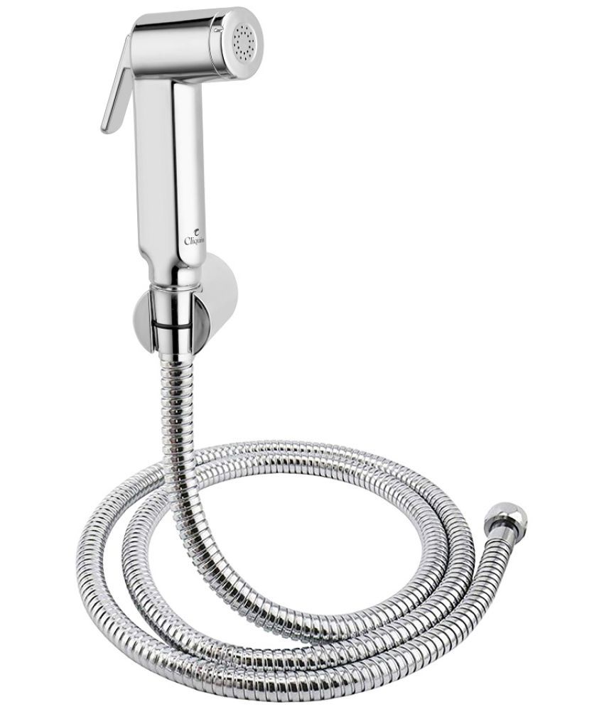     			Cliquin KSHF2202 ABS Health Faucet with SS-304 Grade 1 Meter Flexible Hose Pipe and Wall Hook Health Faucet(Wall Mount Installation Type), Silver, Chrome