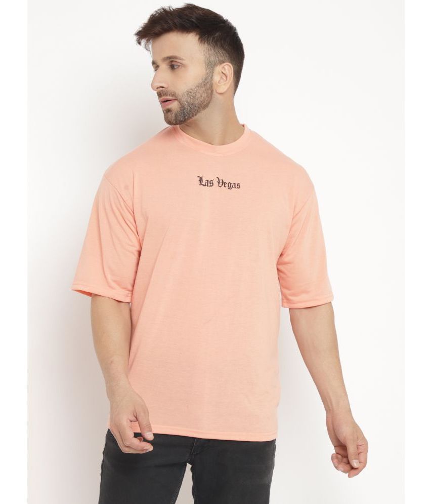 Gritstones - Coral Cotton Blend Oversized Fit Men's T-Shirt ( Pack of 1 )