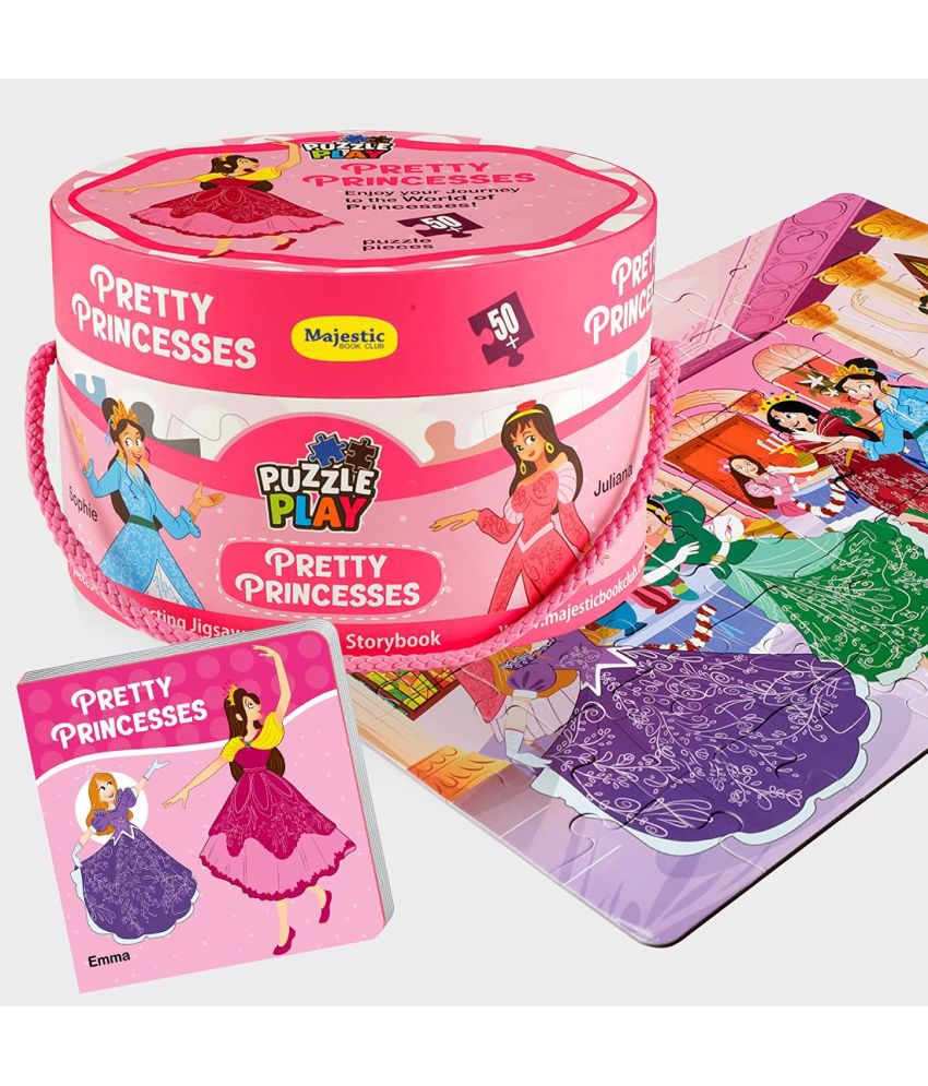     			50 Piece Big Size Puzzle Play Pretty Princes Puzzle Set with 1 Story Board Book for Children