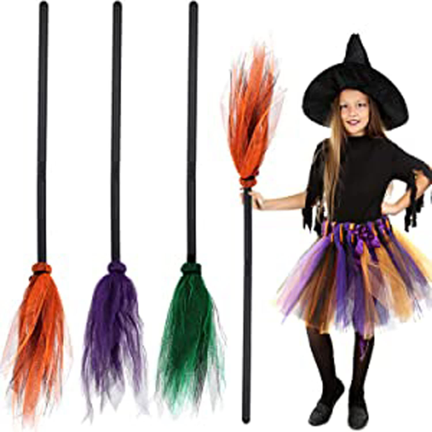     			Kaku Fancy Dresses Halloween Witch Broom - 2pcs | Witch Broomstick Wizard Flying Broom Stick | Halloween Cosplay Costume for Haunted Horror Costume Decoration Supplies