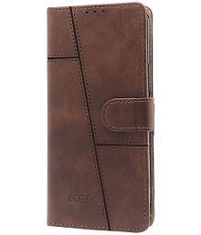NBOX - Brown Artificial Leather Flip Cover Compatible For Oppo Reno 8 5G ( Pack of 1 )