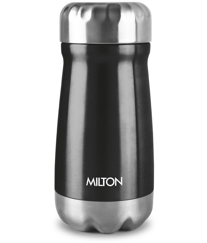     			Milton All Rounder 400 Thermosteel Hot and Cold Flask, 1 Piece, 350 ml, Black | Insulated Flask | Leak Proof | Soup Flask | Dal Flask | Sambar Flask | Thermos | Long Hours Hot and Cold