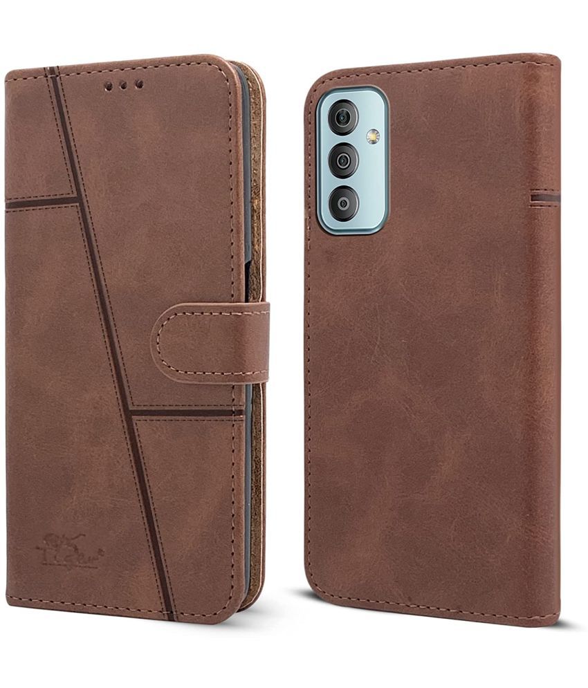     			NBOX - Brown Artificial Leather Flip Cover Compatible For Samsung Galaxy F23 ( Pack of 1 )