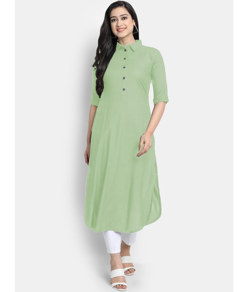     			CARTSHOPY - Mint Green Rayon Women's Straight Kurti ( Pack of 1 )