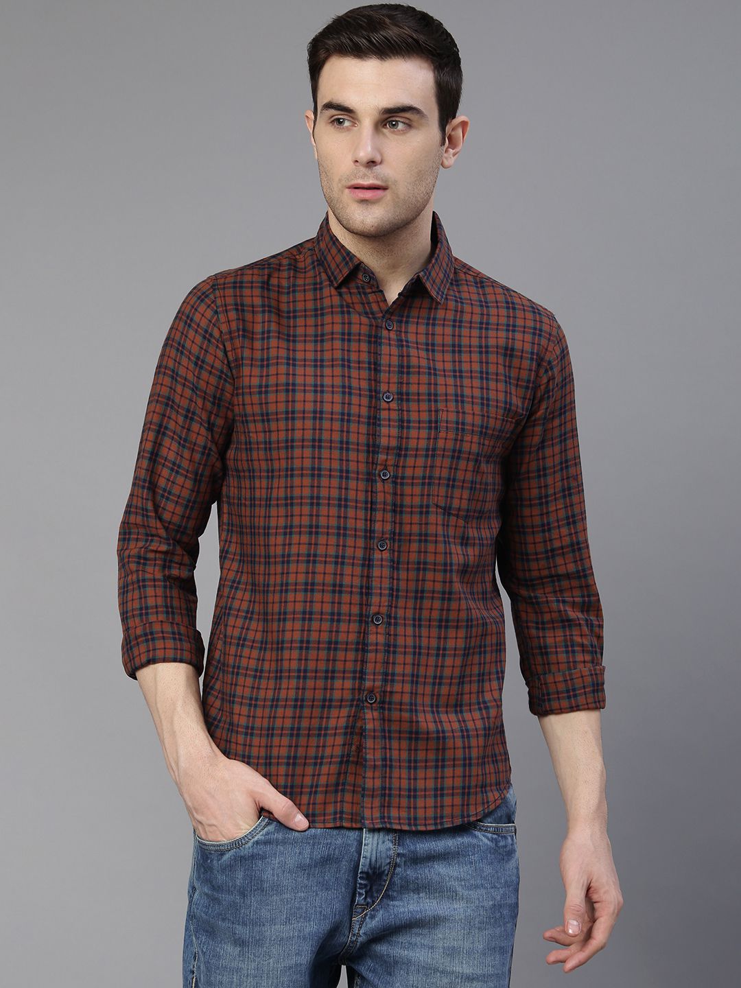    			Dennis Lingo - Khaki 100% Cotton Slim Fit Men's Casual Shirt ( Pack of 1 )