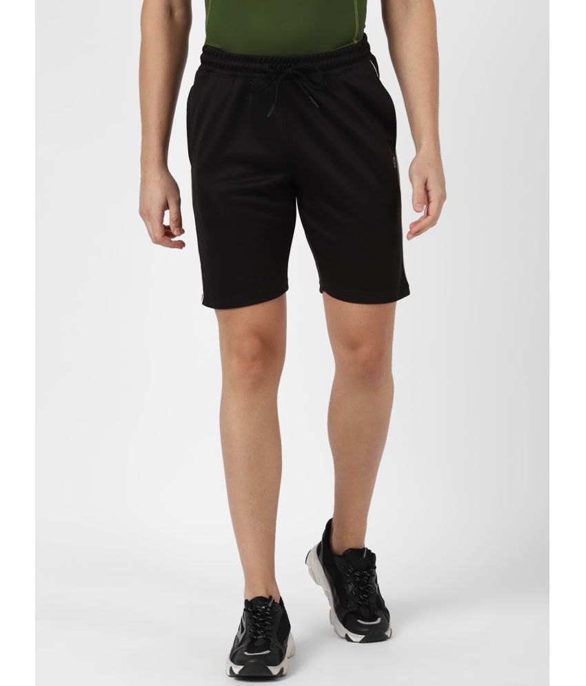     			FITMonkey Men Regular Fit Quick Dry Sports Shorts With Side & Back Pockets-Black