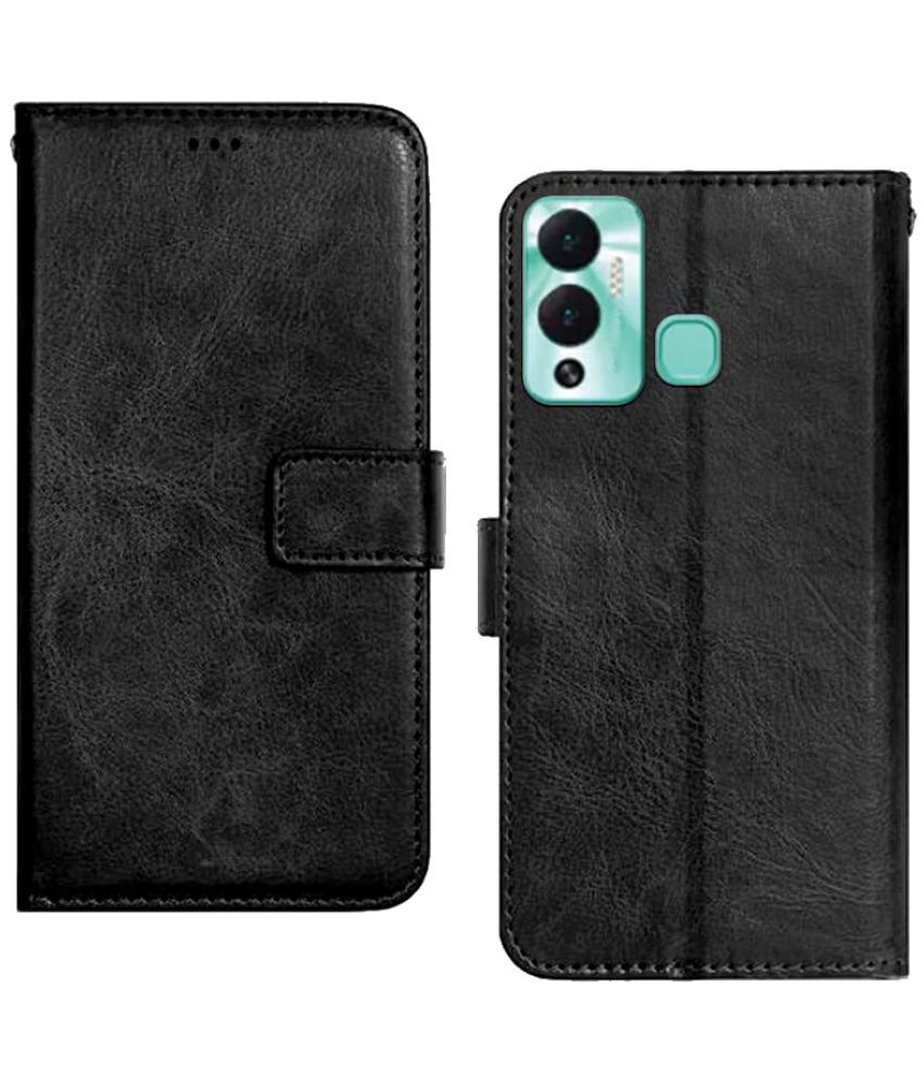     			Kosher Traders - Black Artificial Leather Flip Cover Compatible For Infinix Hot 12 Play ( Pack of 1 )