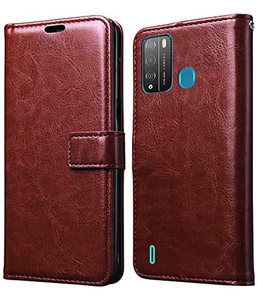     			Kosher Traders - Brown Artificial Leather Flip Cover Compatible For Itel Vision 1 Pro ( Pack of 1 )