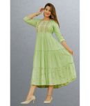 CTMTEX - Green Rayon Women's Anarkali Kurti ( Pack of 1 )