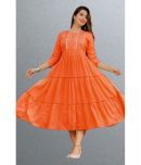 CTMTEX - Orange Rayon Women's Anarkali Kurti ( Pack of 1 )