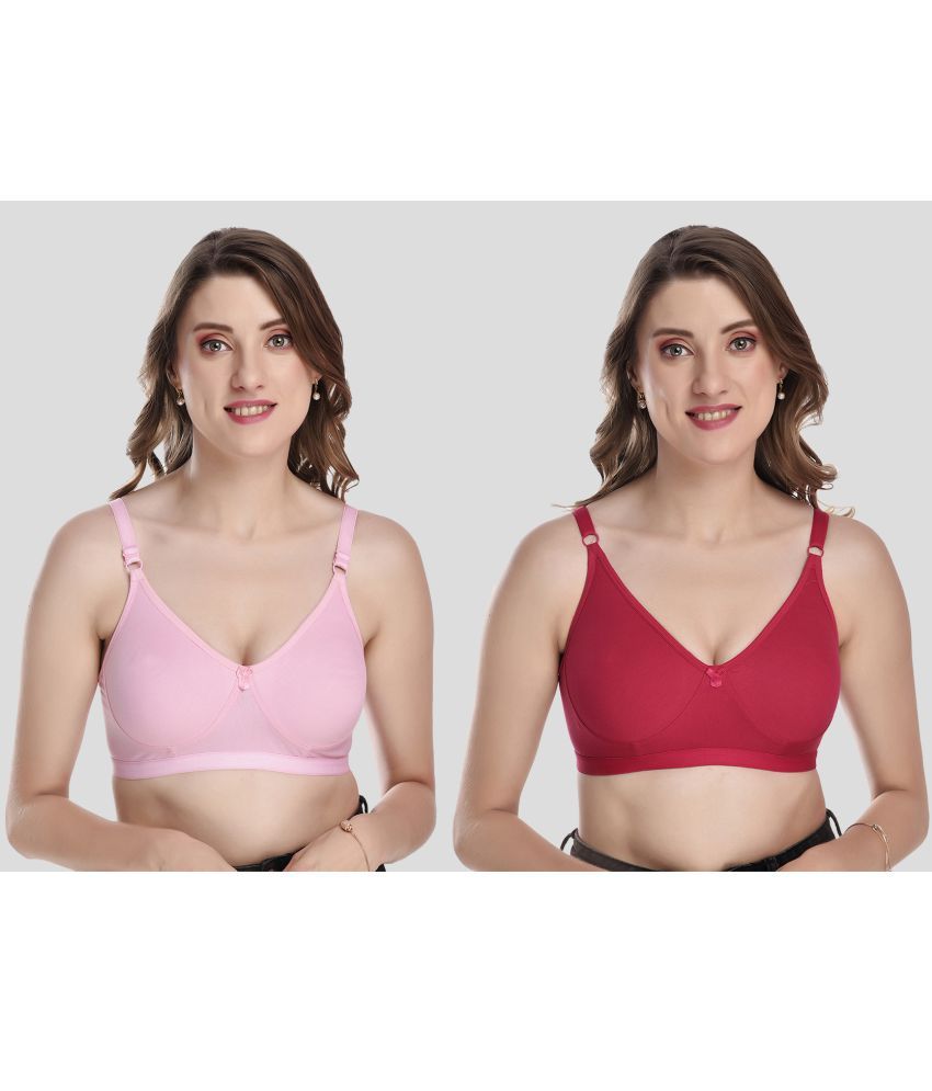     			Elina - Fluorescent Pink Cotton Non Padded Women's T-Shirt Bra ( Pack of 2 )