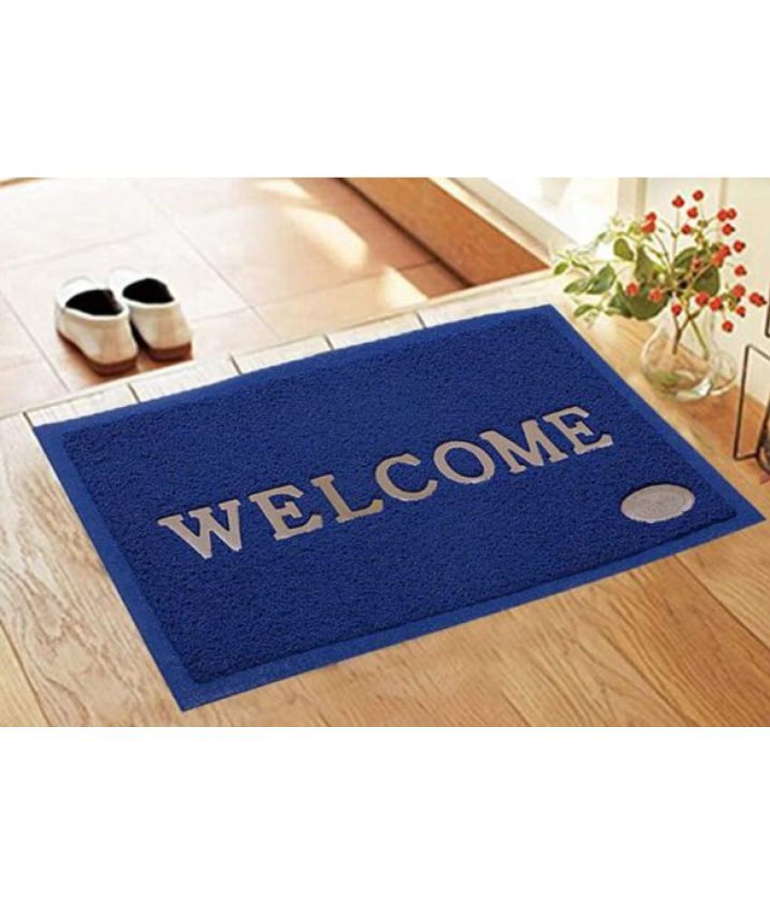     			Abhikram Blue Single Anti-skid Door Mat - ( 60 X 40 cm )