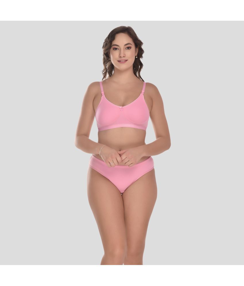     			Elina - Fluorescent Pink Cotton Women's Bra & Panty Set ( Pack of 1 )