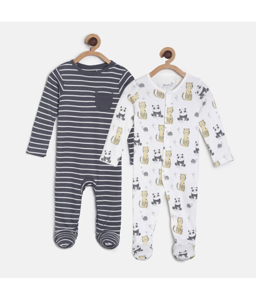     			MINI KLUB - Multi Color Cotton Sleepsuit For Baby Boy ( Pack Of 2 )