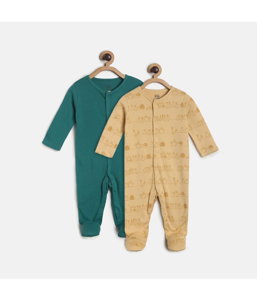     			MINI KLUB - Multi Color Cotton Sleepsuit For Baby Boy ( Pack Of 2 )