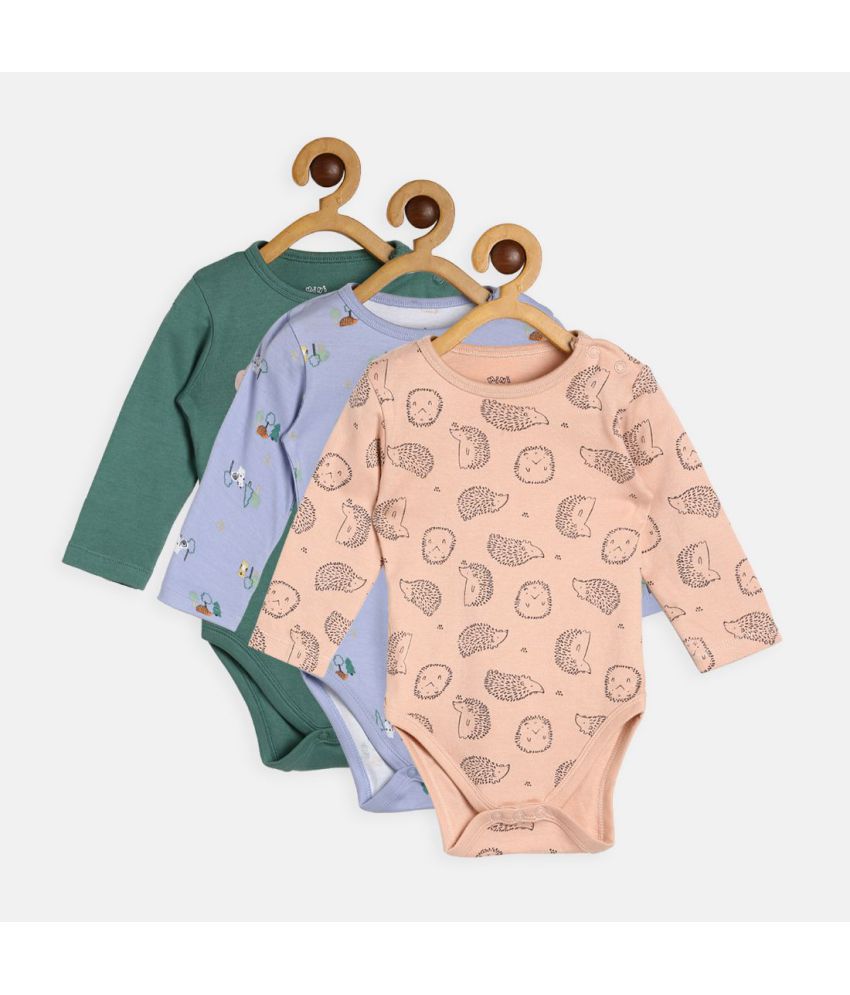     			MINI KLUB - Multicolor Cotton Bodysuit For Baby Boy ( Pack Of 3 )