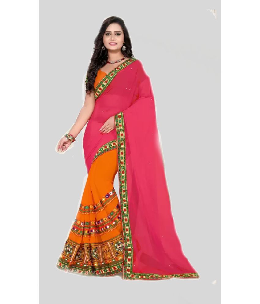     			SareeQueen - Pink Georgette Saree With Blouse Piece ( Pack of 1 )