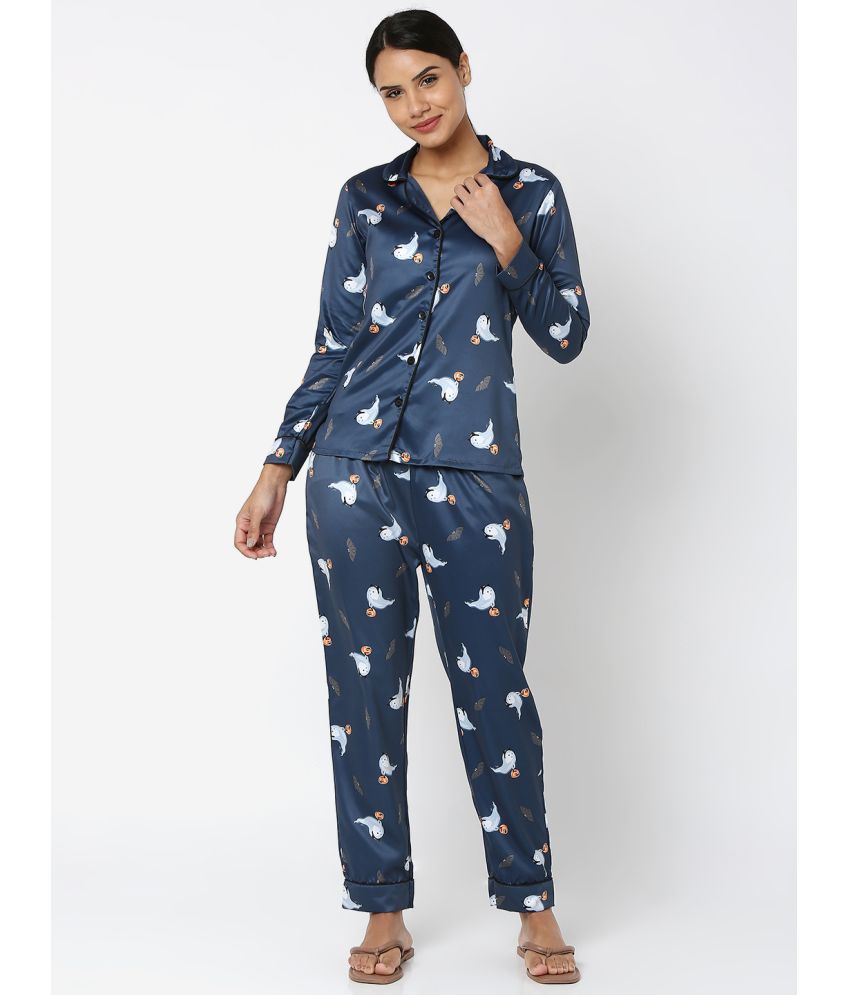     			Smarty Pants - Blue Satin Women's Nightwear Nightsuit Sets ( Pack of 1 )