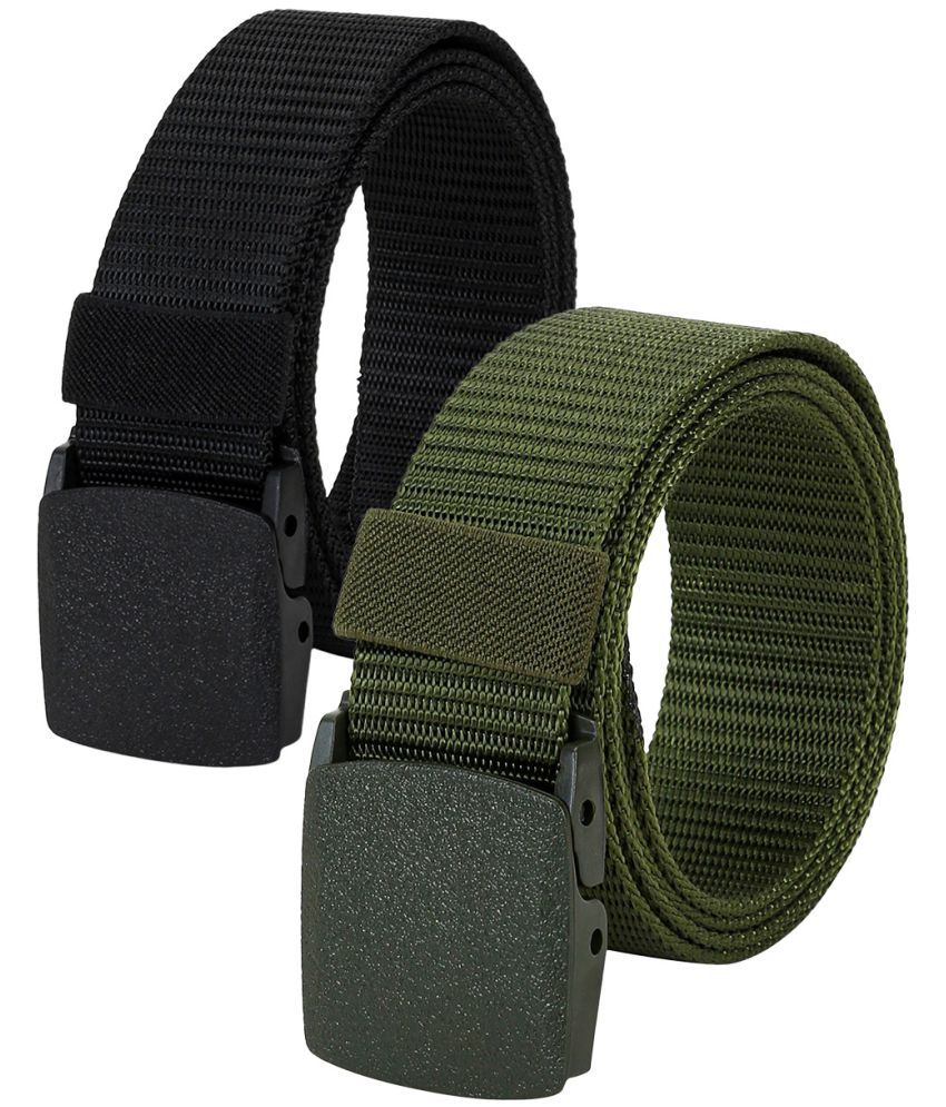     			UrbanMark Heavy Duty Nylon Black / Green Casual Belt For Men
