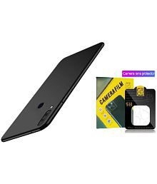 Kosher Traders - Black Silicon Combo of Plain Case with Camera Cover Compatible For Vivo Y12S ( Pack of 1 )