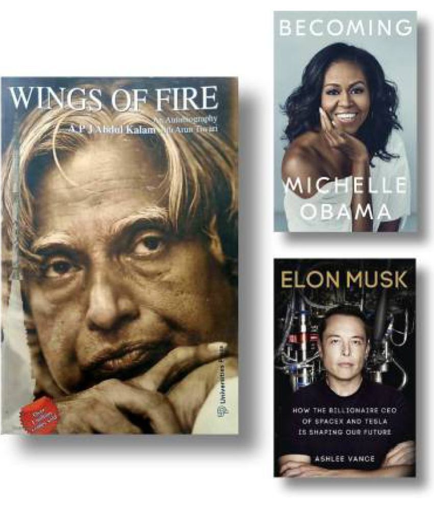    			| Combo Of Three Books(3) )Wings Of Fire, Becoming Michelle Obama, Elon Musk | Collection Of Biography (Paperback, Dr. A. P. J. Abdul Kalam, Michelle Obama, Ashlee Vance, Arun Tiwari)