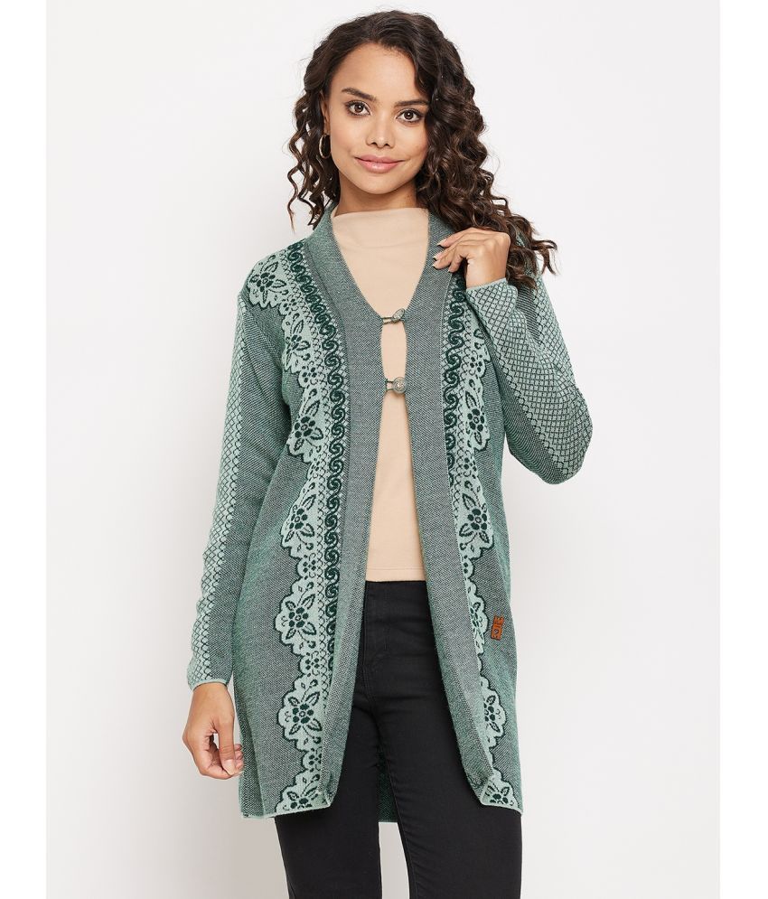     			Duke Acro Wool Green Buttoned Cardigans -