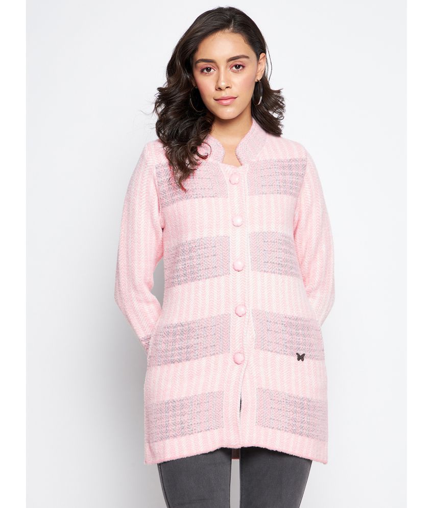     			Duke Acro Wool Pink Buttoned Cardigans -