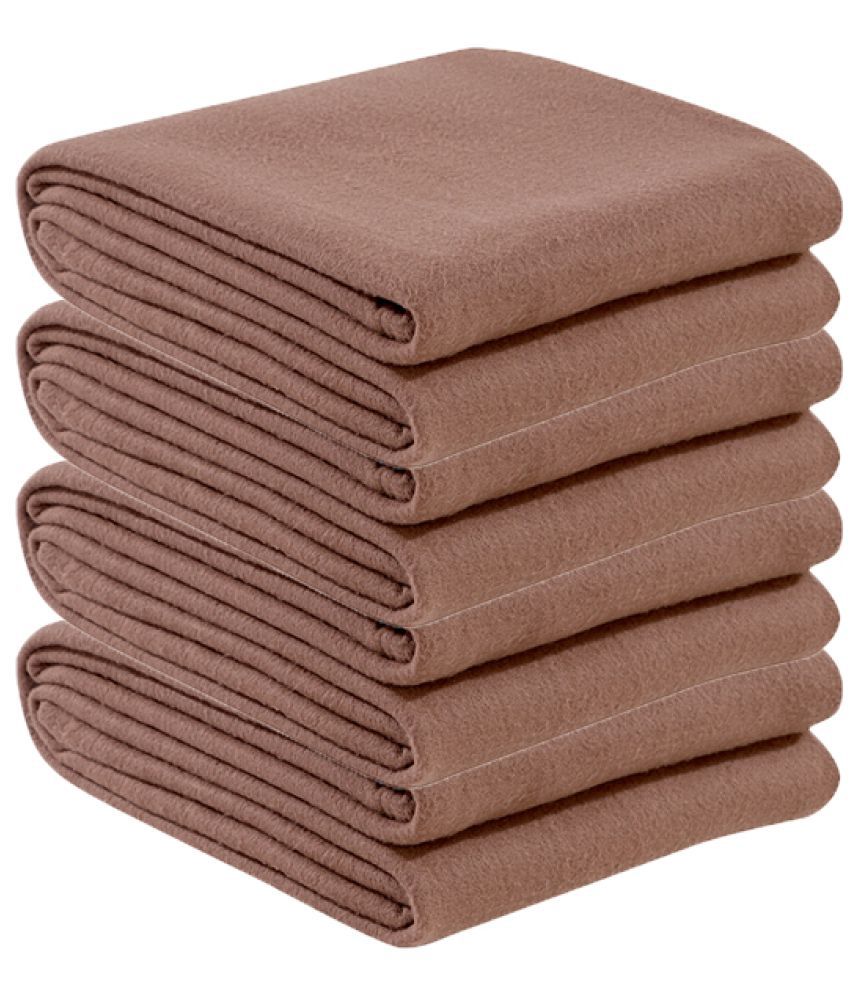 HOMETALES - Brown Polyester Mild Winter Single Blanket Set ( Pack of 4 )
