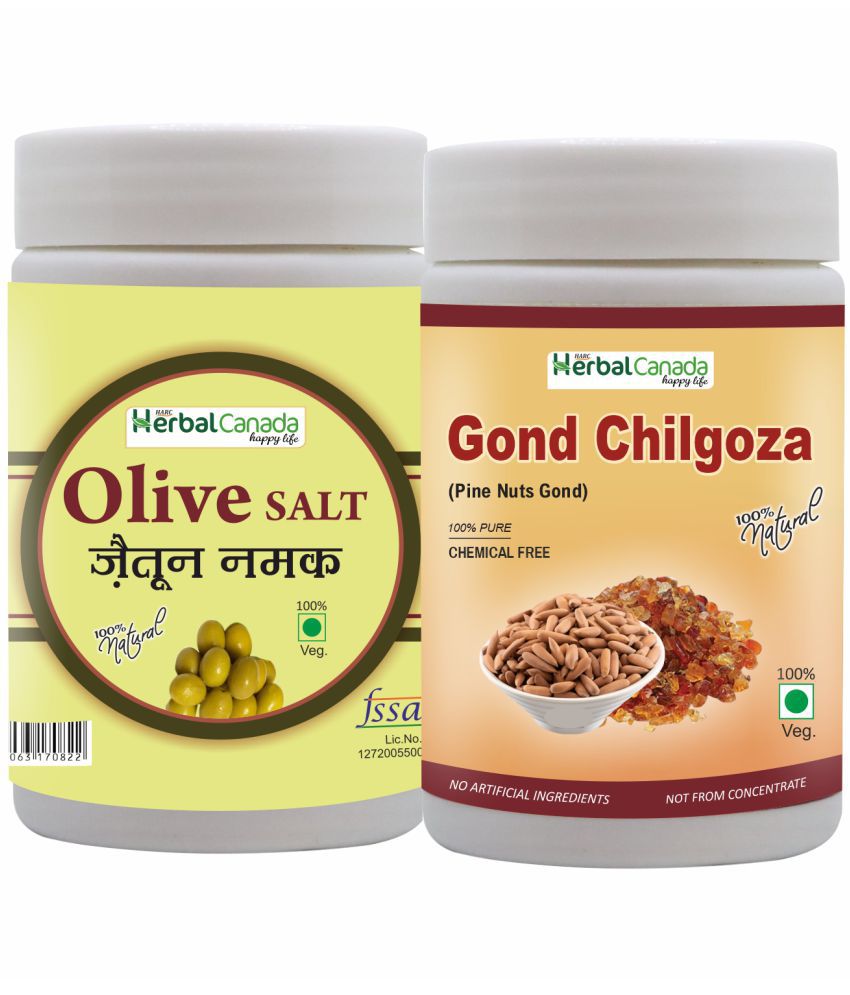     			Herbal Canada Olive Salt(120g)+Chilgoza god(120g) Rock Salt 240 gm Pack of 2
