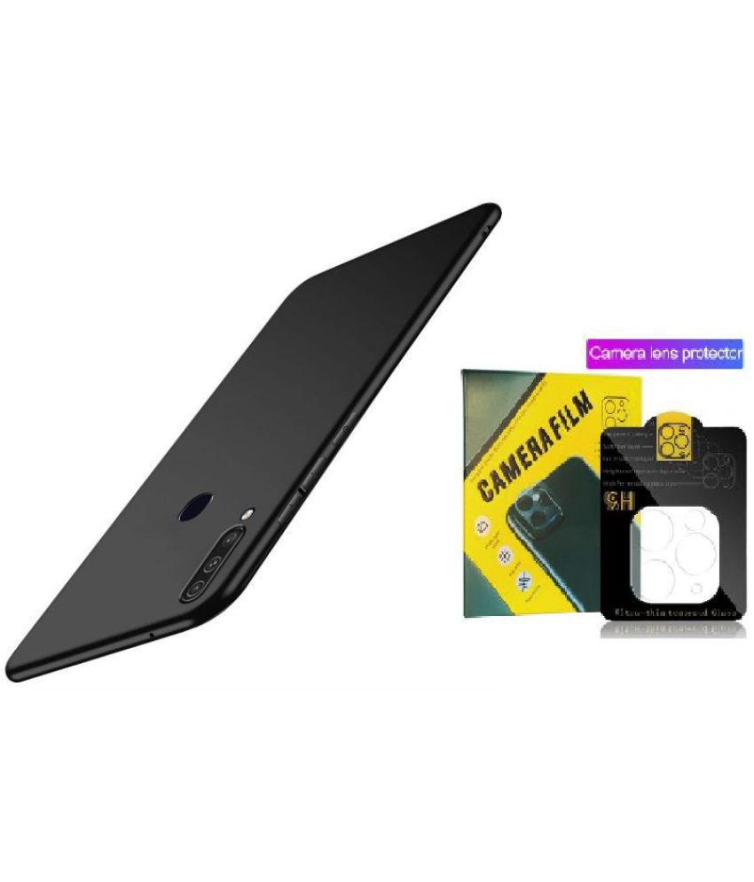     			Kosher Traders - Black Silicon Combo of Plain Case with Camera Cover Compatible For Vivo Y21 ( Pack of 1 )