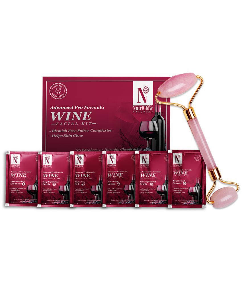    			NutriGlow NATURAL'S Advanced Pro Formula Wine Facial Cleanup Kit for Glowing Skin Blemish Free, 60gm with Jade Roller