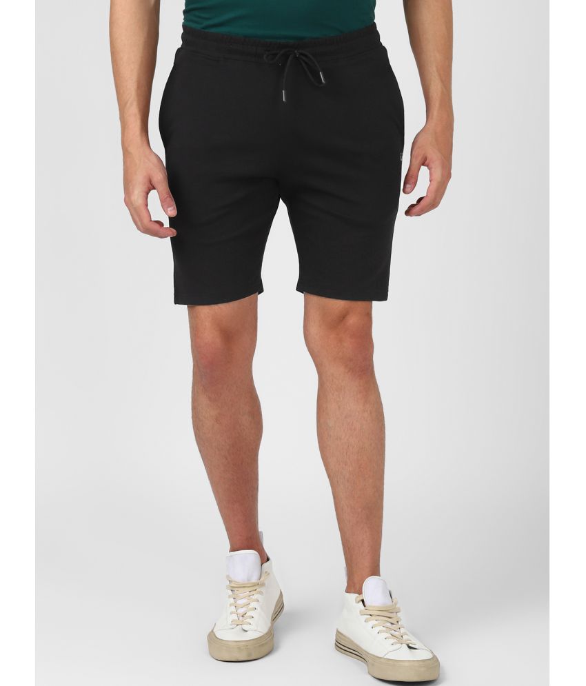     			UrbanMark Men Cotton Stretch Regular Fit Solid Lounge Shorts-Black