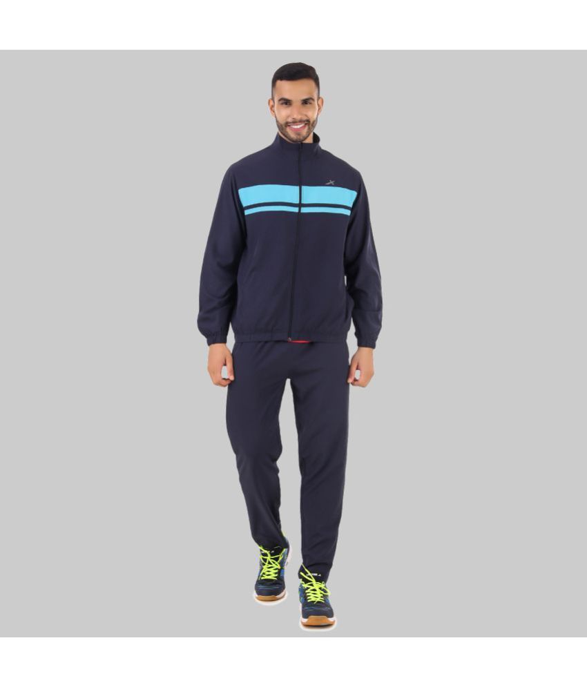     			Vector X - Navy Polyester Regular Fit Colorblock Men's Sports Tracksuit ( Pack of 1 )